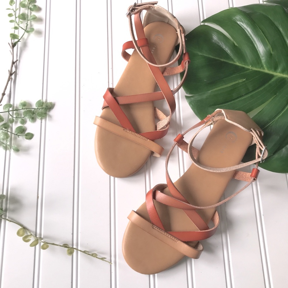 Strap sandals tan organge